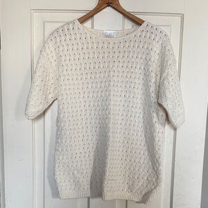 Vintage J&D Cream Knit Short Sleeve Top